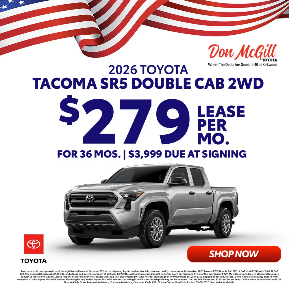 Lease 2026 Tacoma SR5 Double Cab – $279/Month for 36 months