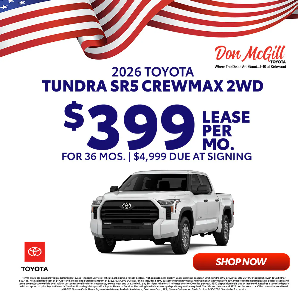 Lease 2026 Tundra SR5 CrewMax – $399/Month for 36 months