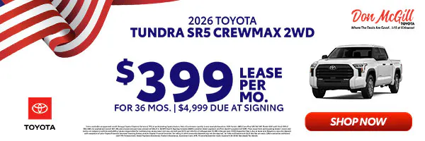 Lease 2026 Tundra SR5 CrewMax – $399/Month for 36 months | Don McGill Toyota