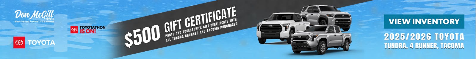 500$ Parts Gift Certificate