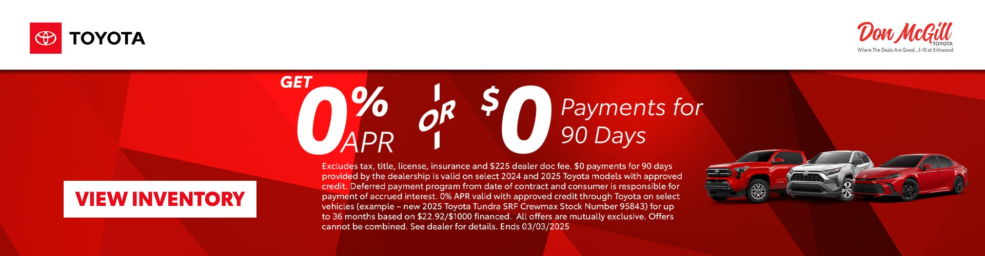 Get 0% APR & $0 Payments for 90 Days