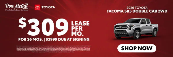 Lease 2026 Tacoma SR5 Double Cab – $309/Month for 36 months | Don McGill Toyota