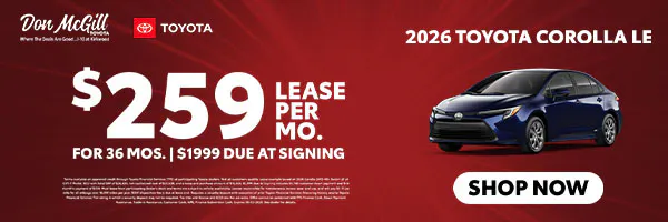 Lease 2026 Corolla LE – $259/Month for 36 months | Don McGill Toyota