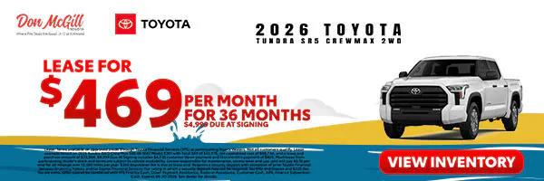 Lease 2026 Tundra SR5 CrewMax – $469/Month for 36 months | Don McGill Toyota