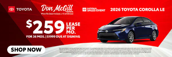 Lease 2026 Corolla LE – $259/Month for 36 months | Don McGill Toyota