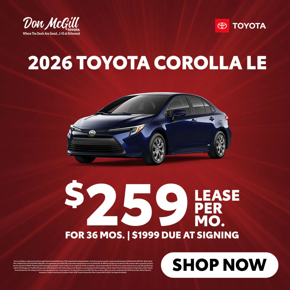 Lease 2026 Corolla LE – $259/Month for 36 months