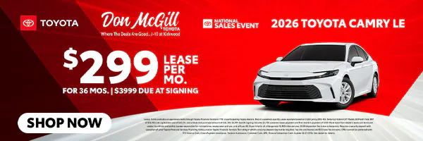 Lease 2026 Camry LE – $299/Month for 36 months | Don McGill Toyota