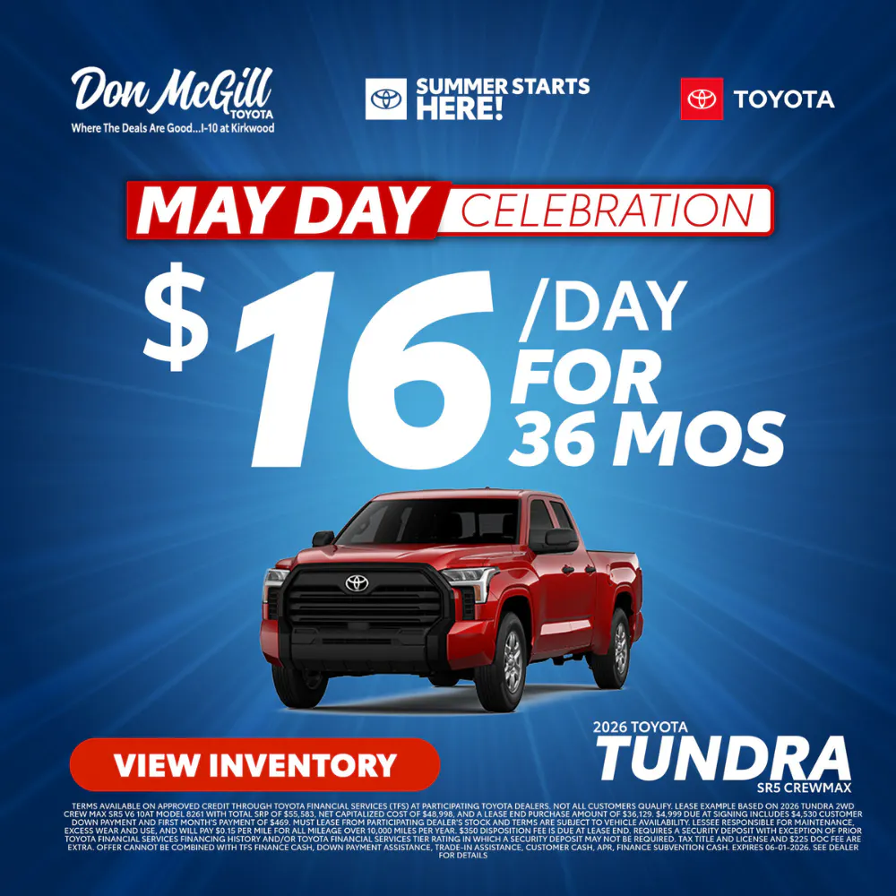 Lease 2026 Tundra SR5 CrewMax – $16/day for 36 months
