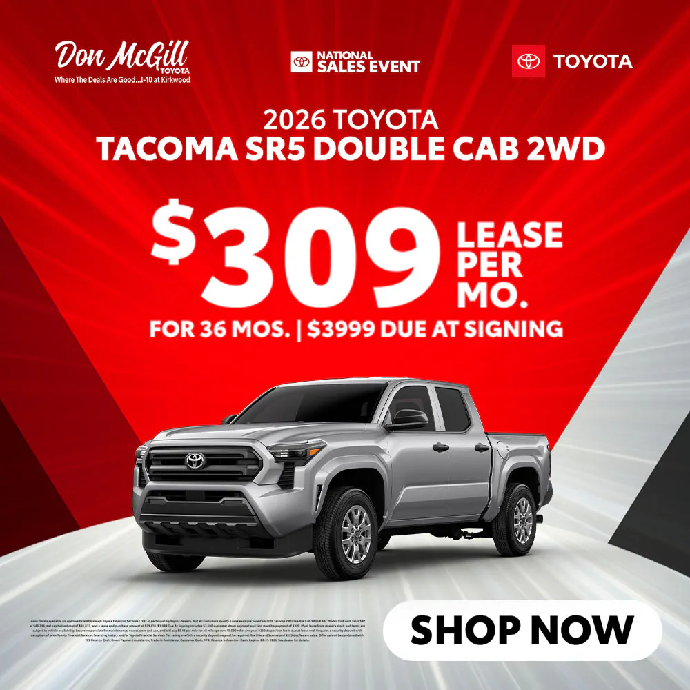 Lease 2026 Tacoma SR5 Double Cab – $309/Month for 36 months | Don McGill Toyota