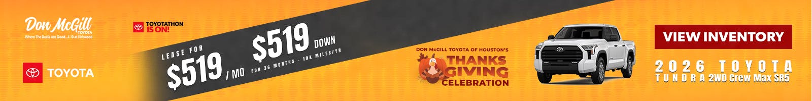 2026 Tundra SR5 Crewmax Toyotathon Sales Event