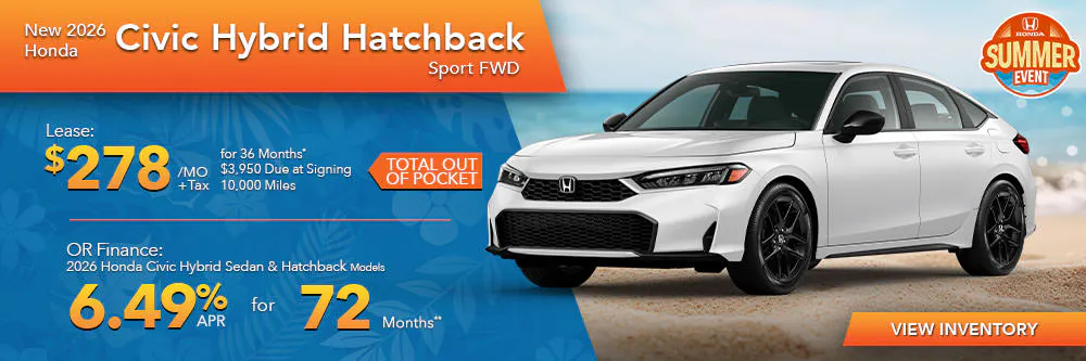New 2026 Honda Civic Hybrid Hatchback Sport FWD | First Honda Simi Valley