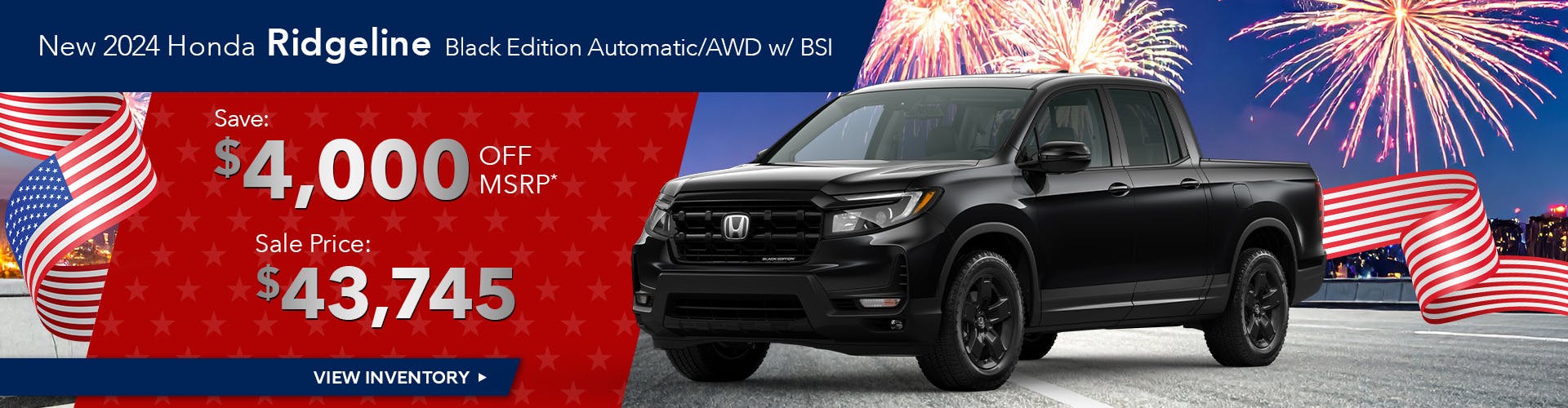 New 2024 Honda Ridgeline Black Edition Automatic/AWD w/ BSI