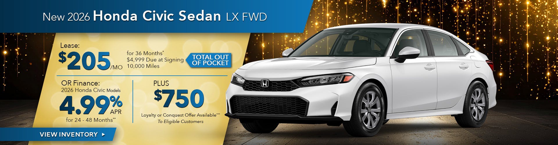 New 2026 Honda Civic Sedan LX FWD