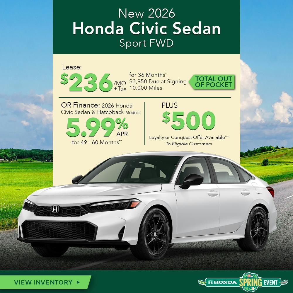 New 2026 Honda Civic Sedan Sport FWD