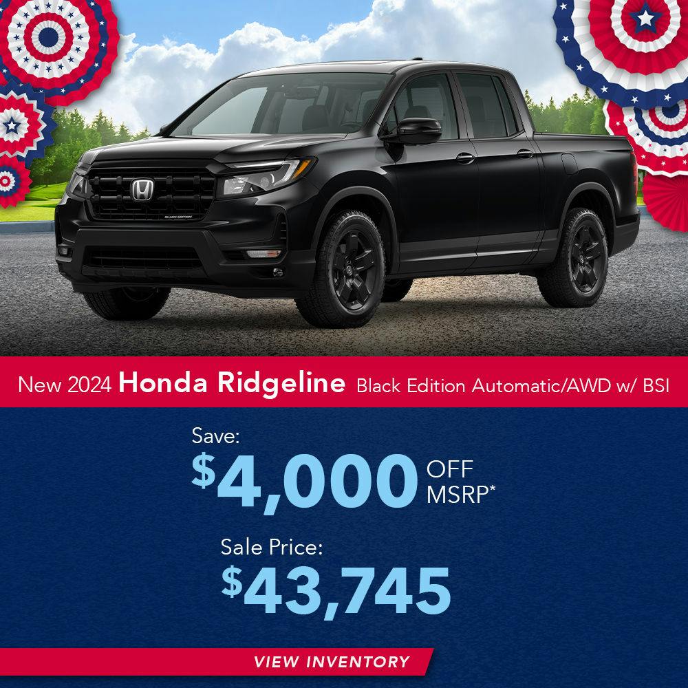 New 2024 Honda Ridgeline Black Edition Automatic/AWD w/ BSI | First Honda Simi Valley