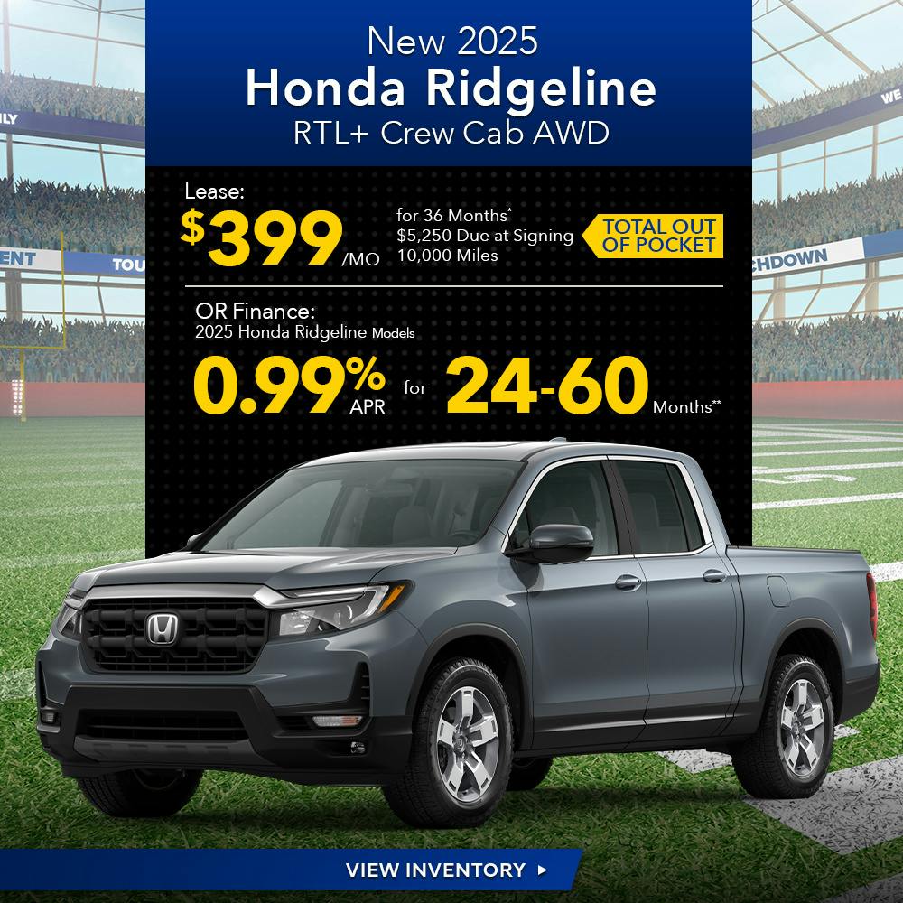 New 2025 Honda Ridgeline RTL+ Crew Cab AWD