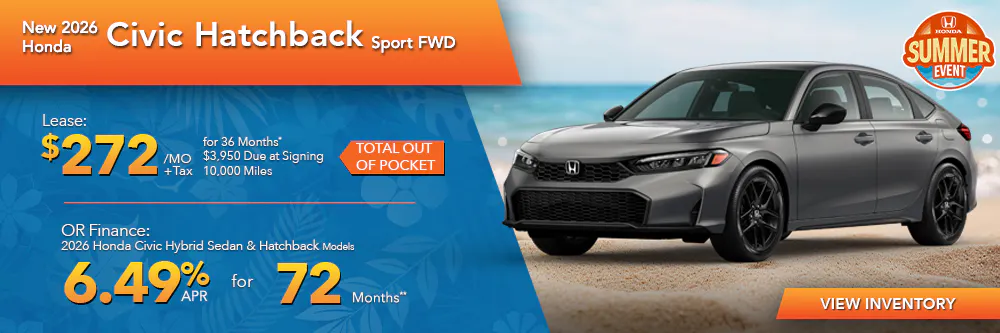 New 2026 Honda Civic Hatchback Sport FWD | First Honda Simi Valley