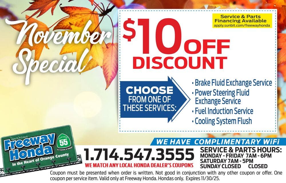 $10 Off Discount | Freeway Honda