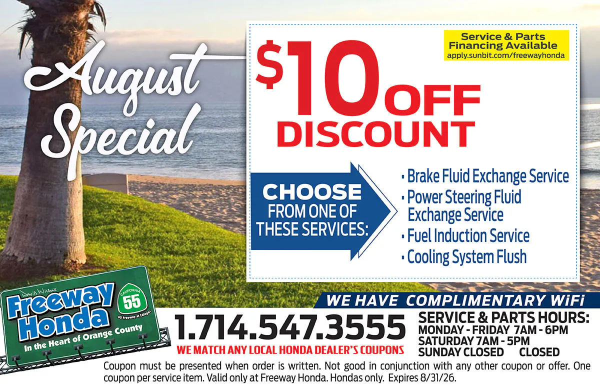$10 Off Discount Select Services | Freeway Honda