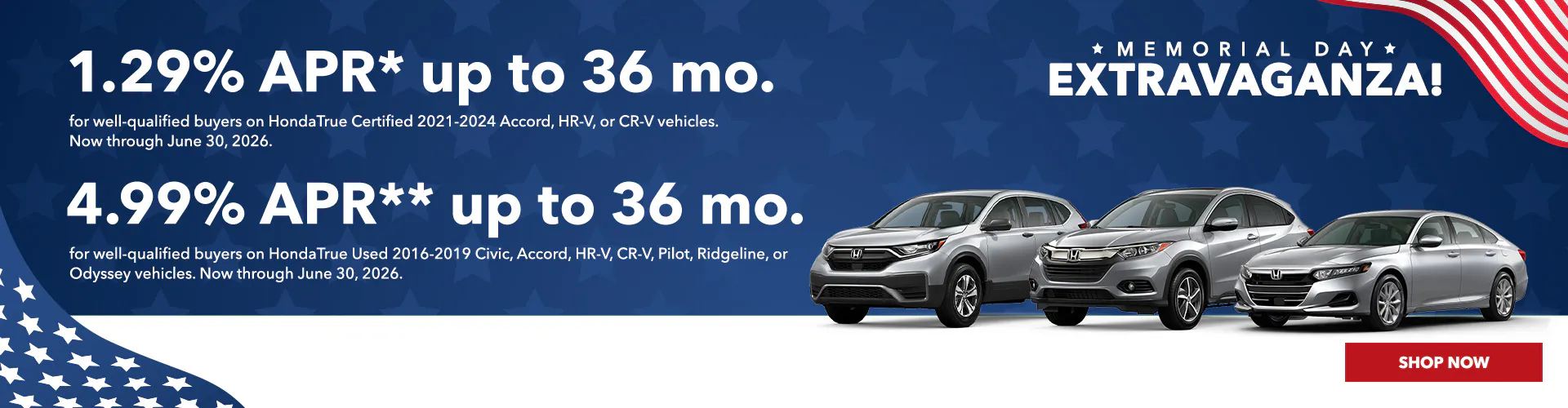 Memorial Day Extravaganza – 1.29% APR Offer