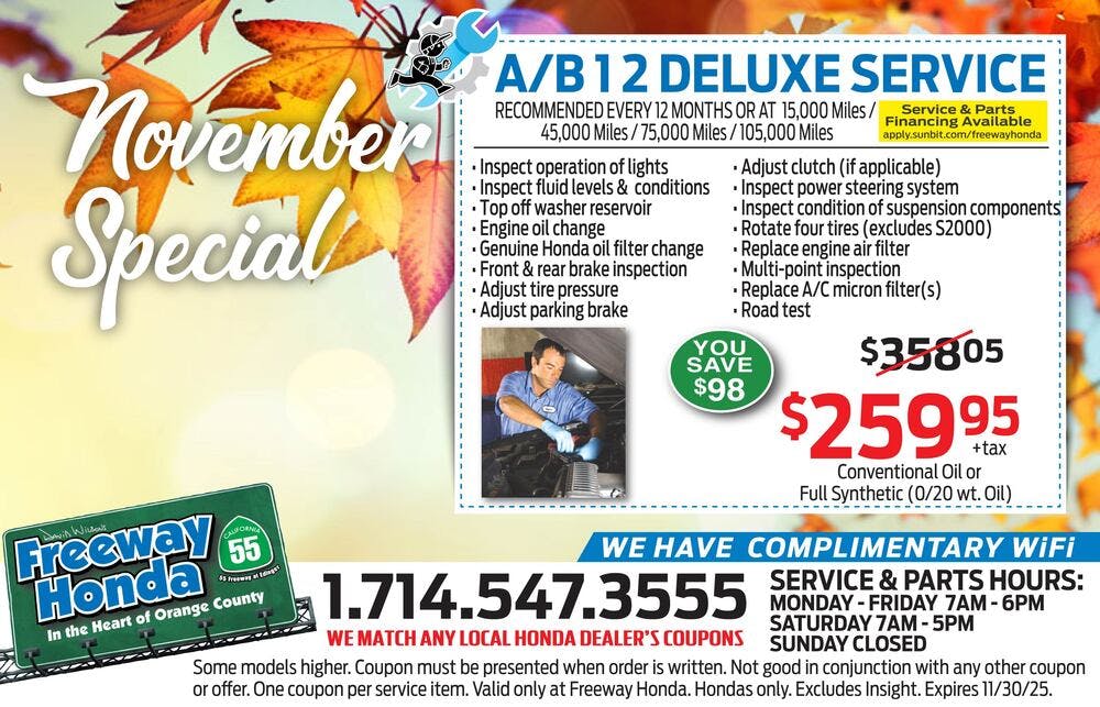 A/B 1 2 Deluxe Service | Freeway Honda