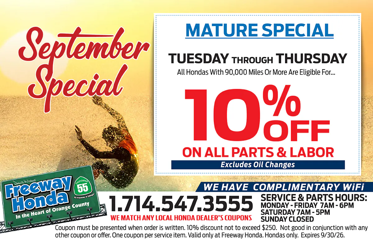 Mature Special – 10% Off All Parts & Labor | Freeway Honda