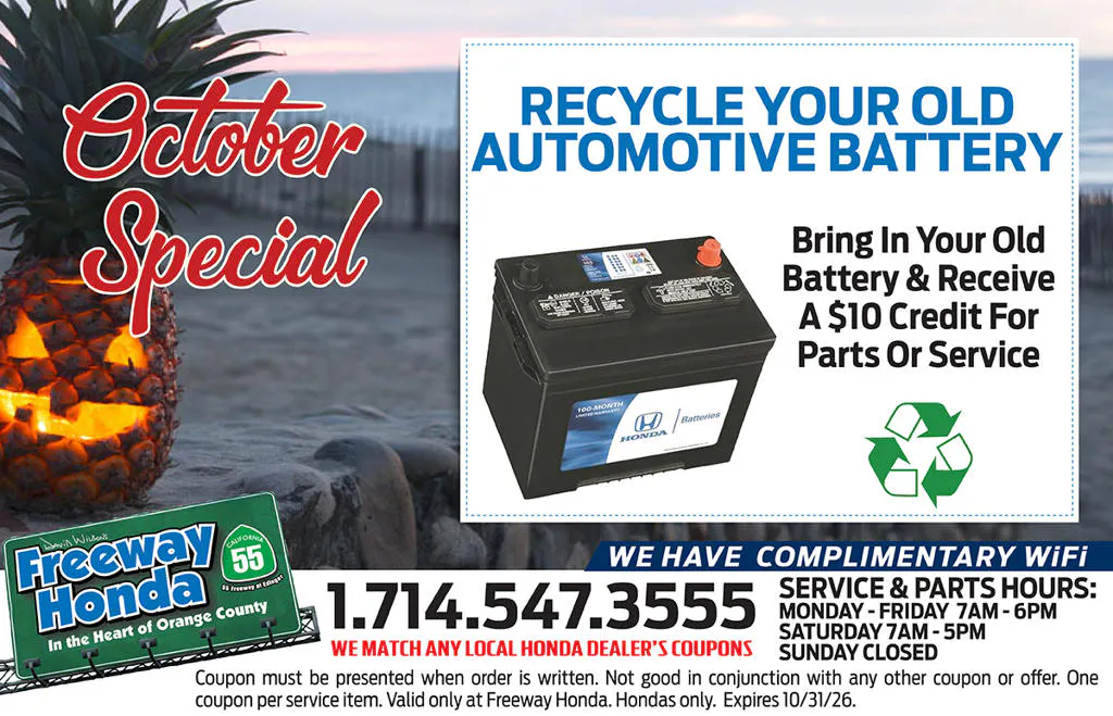 Recycle your old Automotive Battery | Freeway Honda