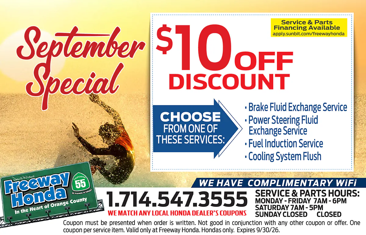 $10 Off Discount On Selected Services | Freeway Honda