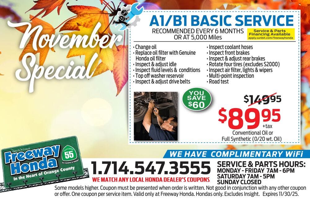 A1/B1 Service Special | Freeway Honda