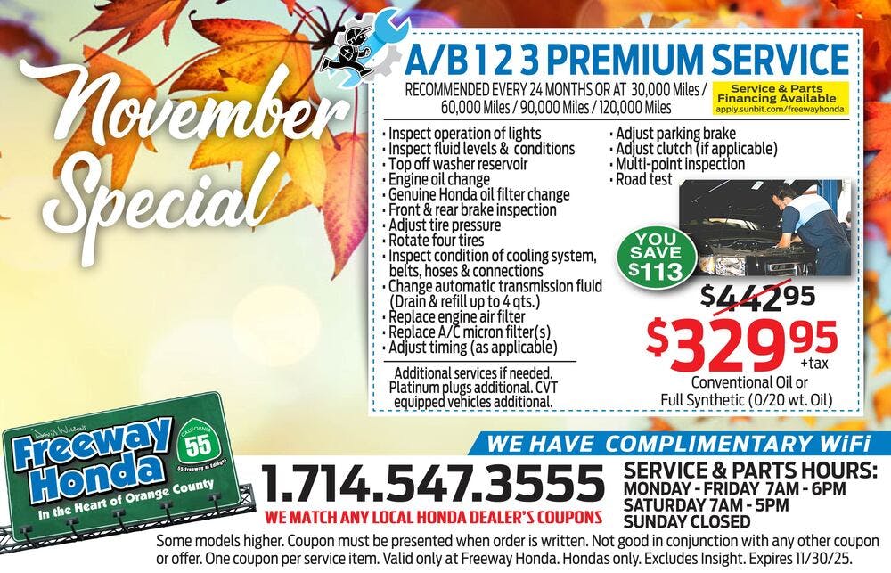 A/B 1 2 3 Premium Service | Freeway Honda