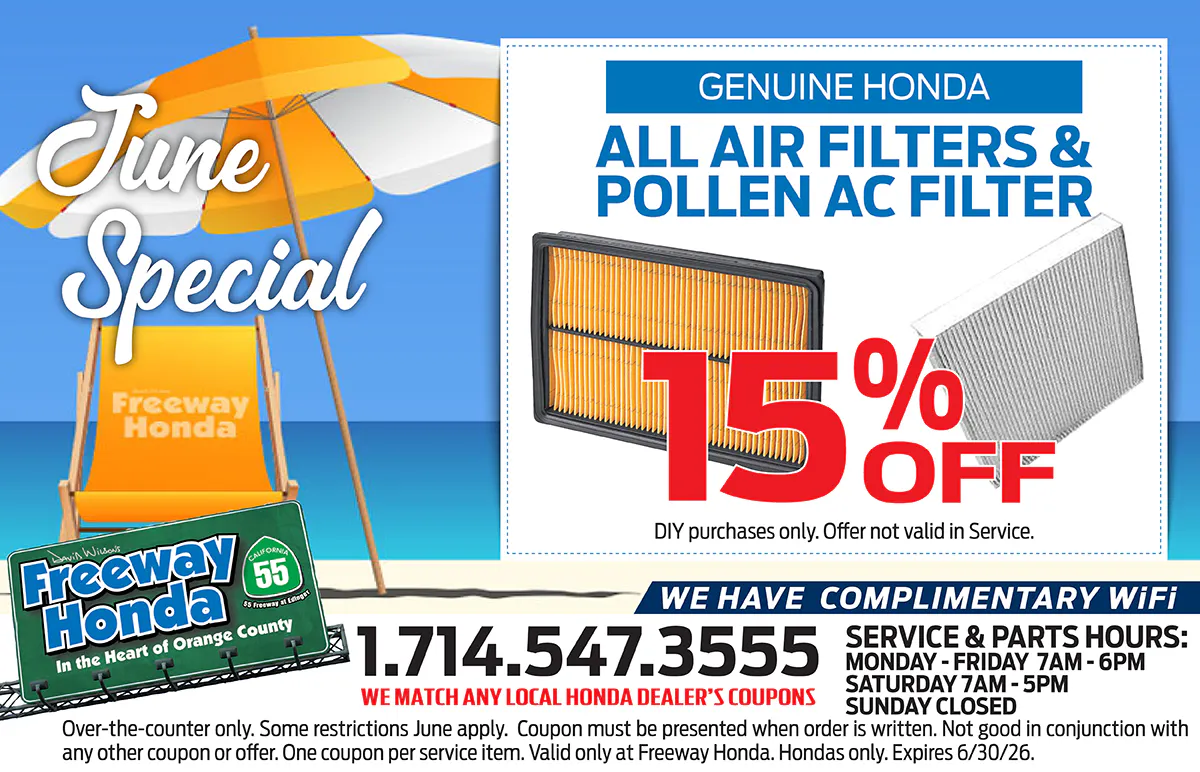 Genuine Honda Air Filters & Pollen AC Filter | Freeway Honda
