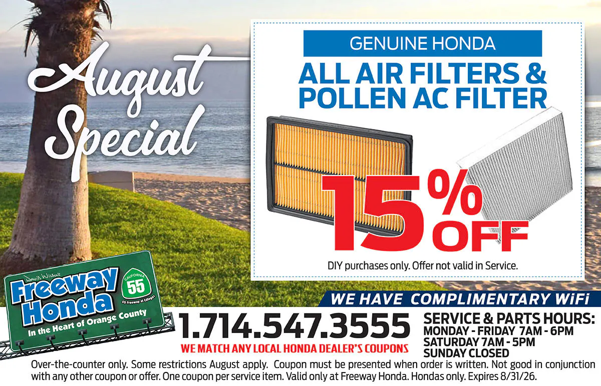 Genuine Honda Air Filters & Pollen AC Filter | Freeway Honda
