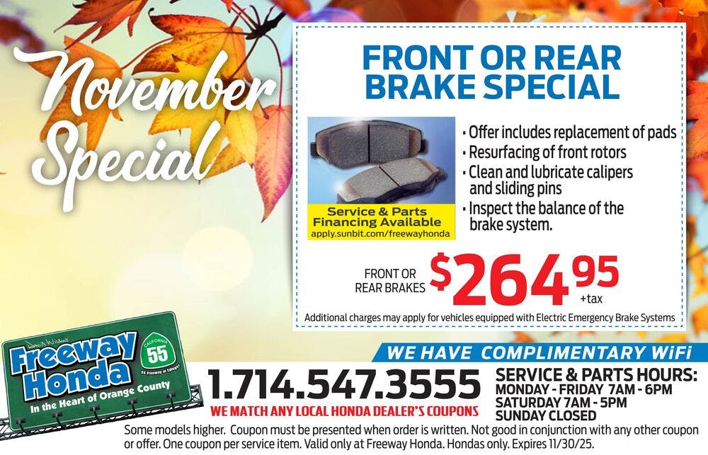 Front or Rear Brake Special | Freeway Honda