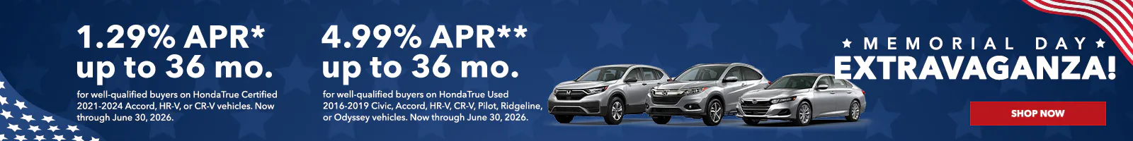 Memorial Day Extravaganza – 1.29% APR Offer