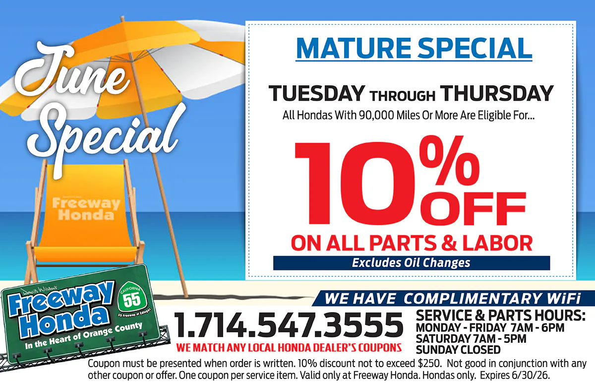 10% Off all Parts & Labor | Freeway Honda