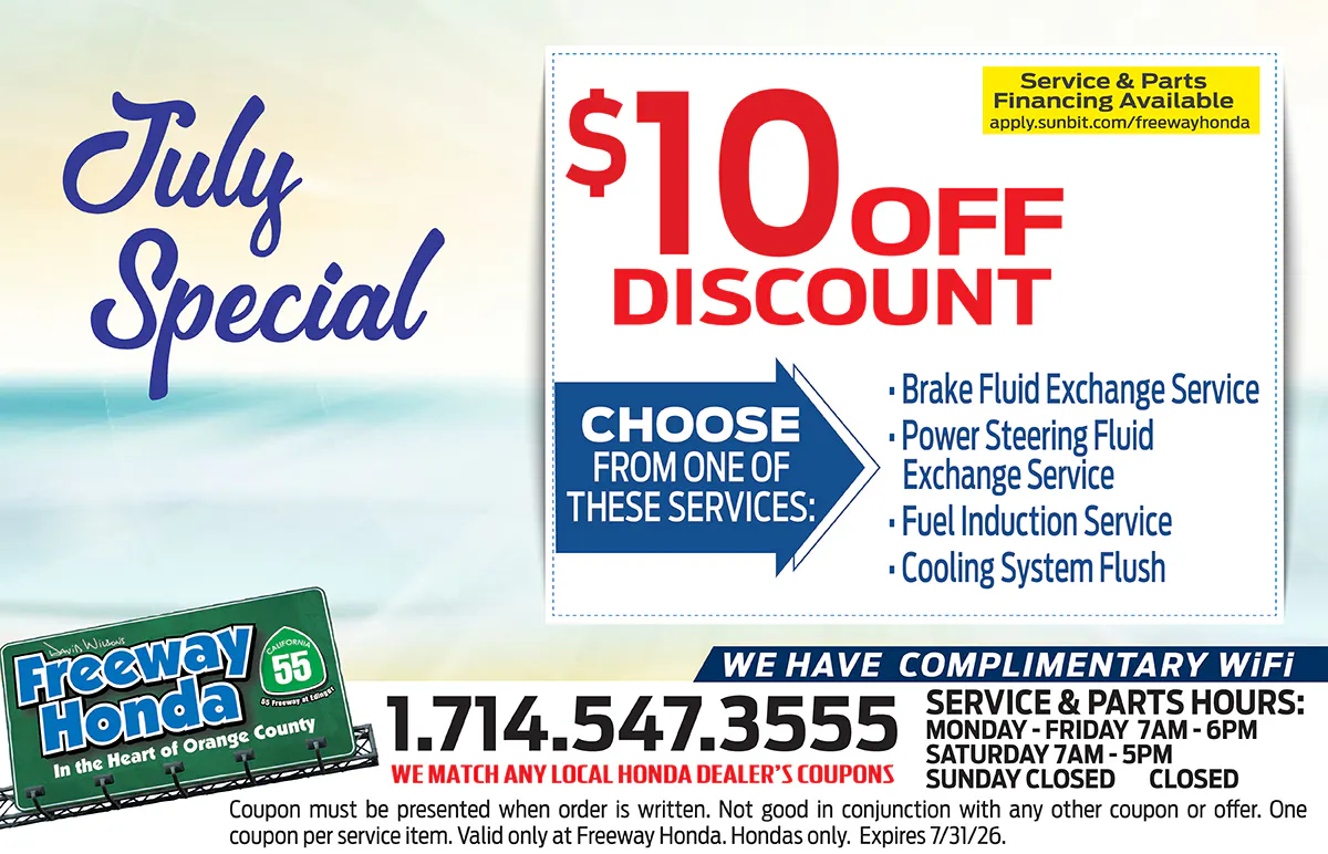 $10 Off Discount Select Services | Freeway Honda