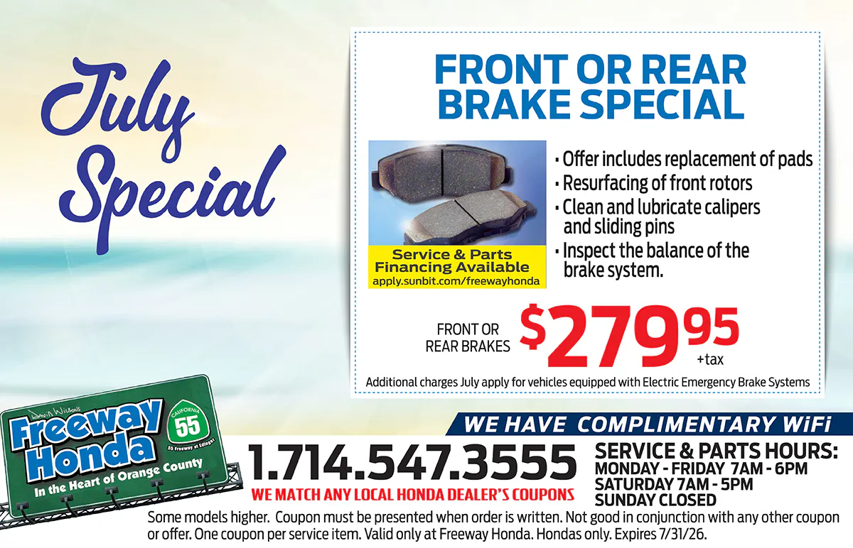 $279.95 Front or Rear Brake Special | Freeway Honda