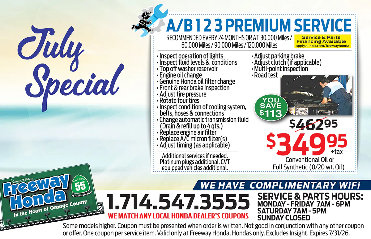 A/B123 PREMIUM SERVICE SPECIAL | Freeway Honda