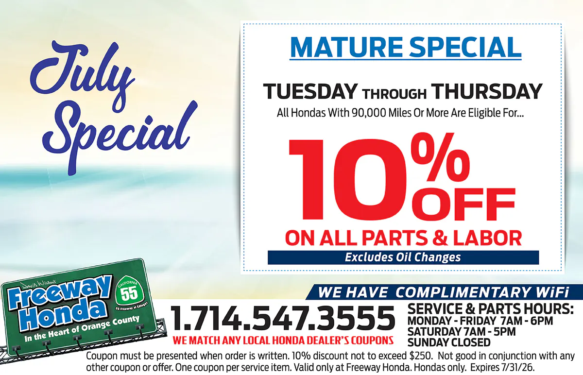 10% Off all Parts & Labor | Freeway Honda