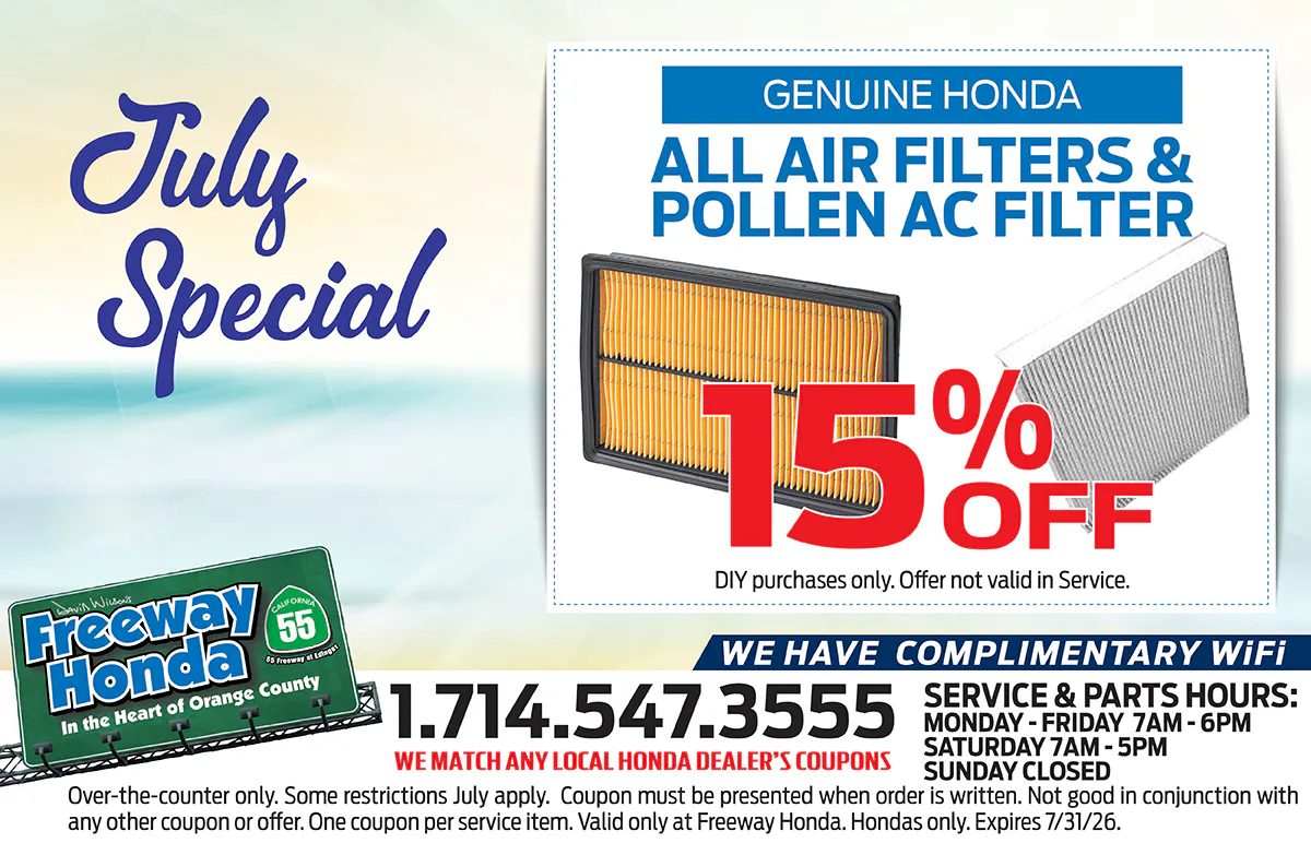 Genuine Honda Air Filters & Pollen AC Filter | Freeway Honda