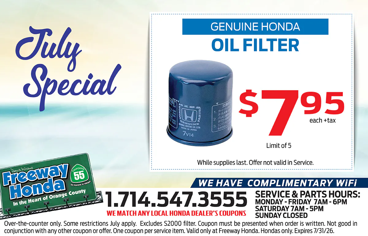 Genuine Honda oil filter | Freeway Honda
