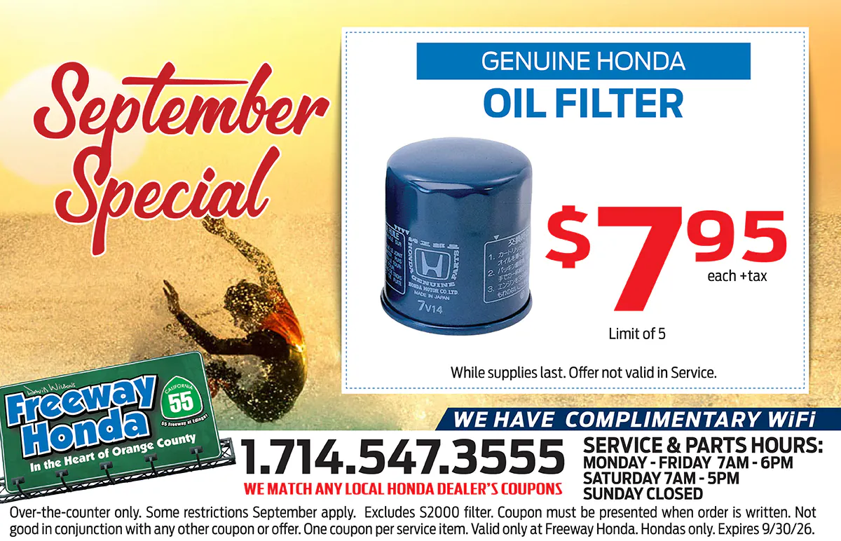 Genuine Honda Oil Filter: $7.95 each +tax. | Freeway Honda