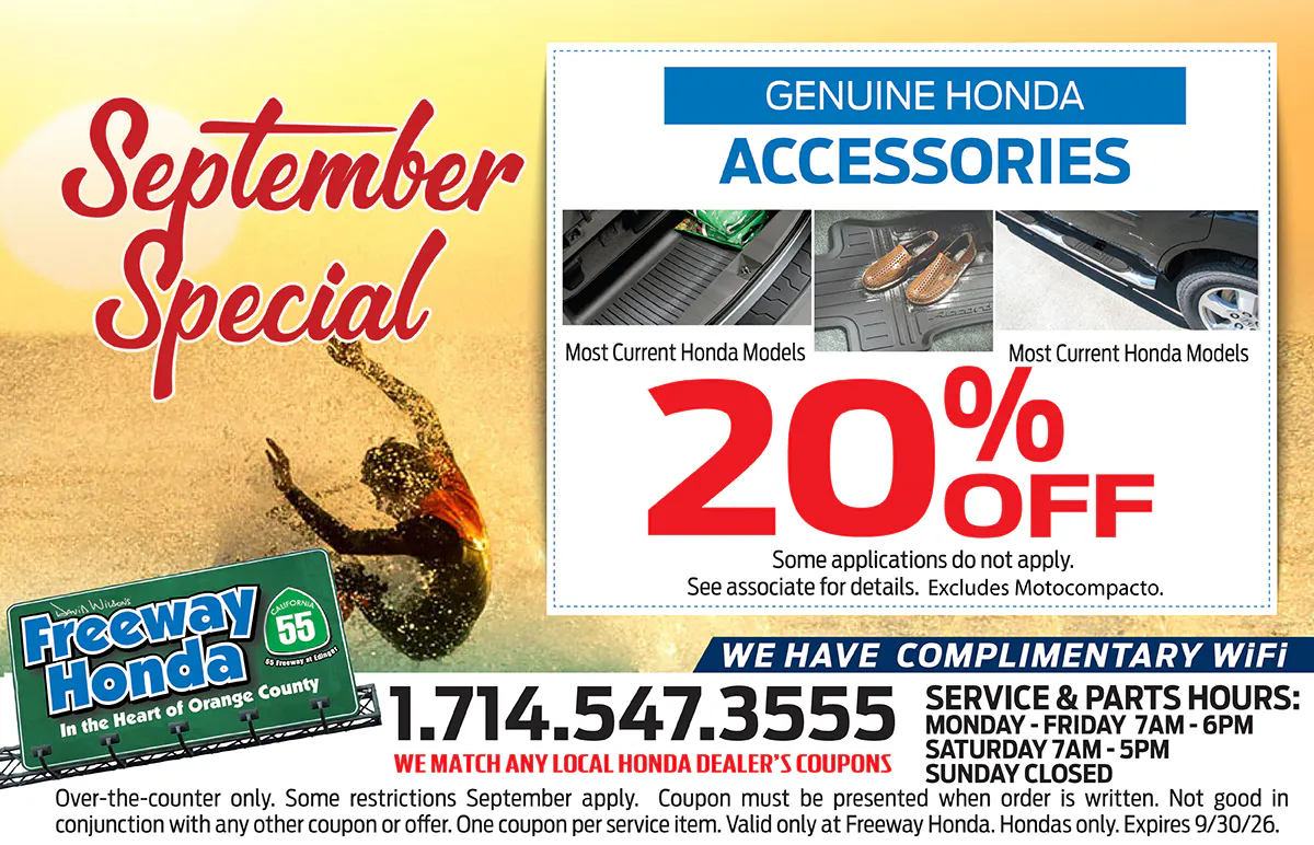 Genuine Honda Accessories: 20% OFF | Freeway Honda