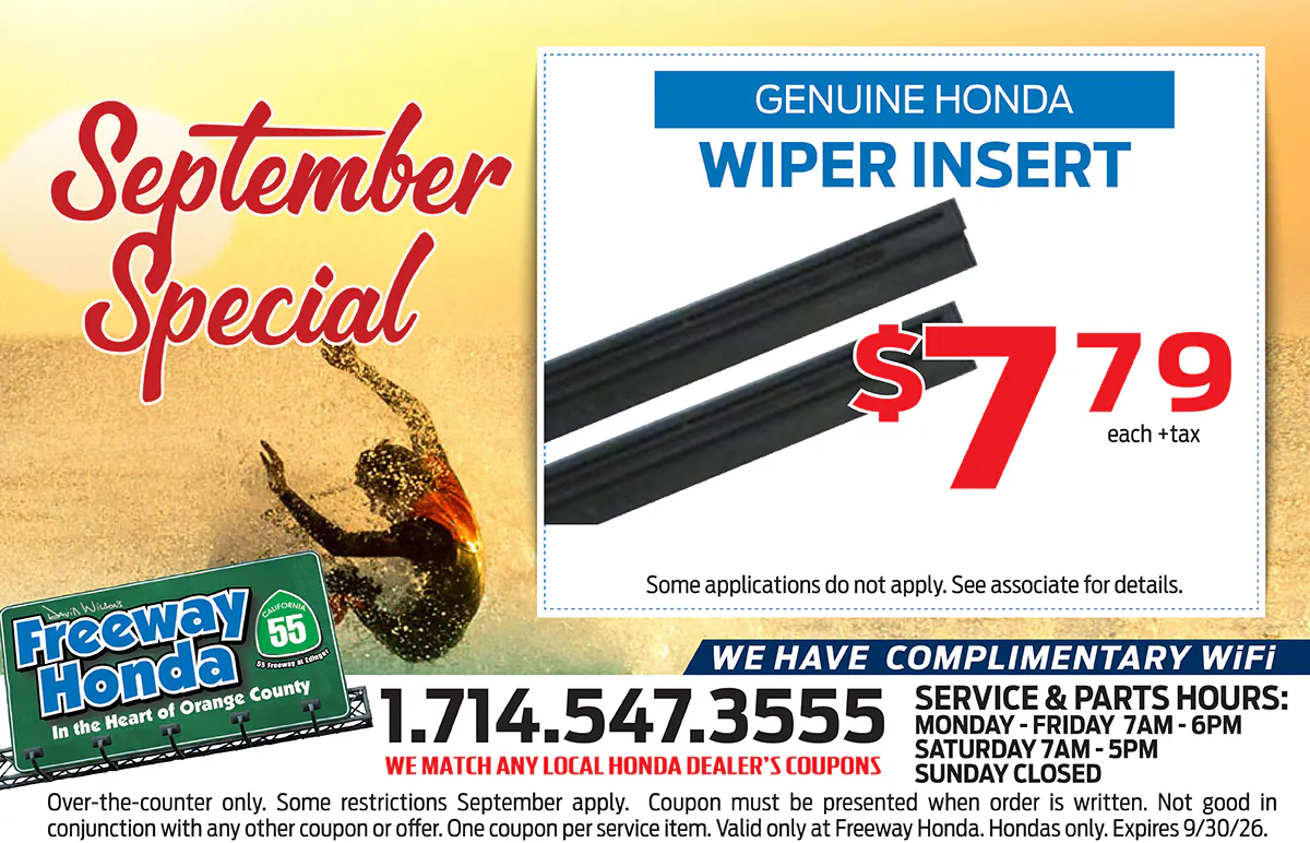 Genuine Honda Wiper Insert: $7.79 each +tax. | Freeway Honda