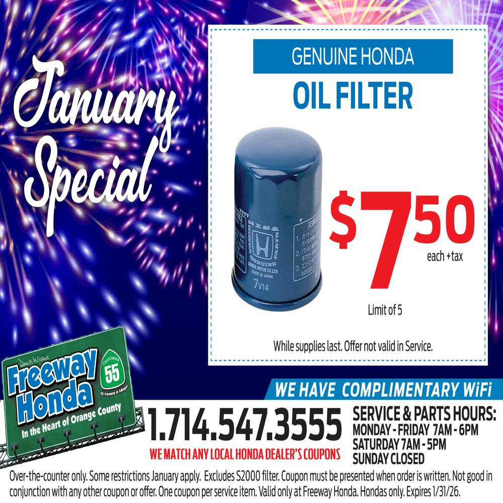 GENUINE HONDA OIL FILTER SPECIAL | Freeway Honda