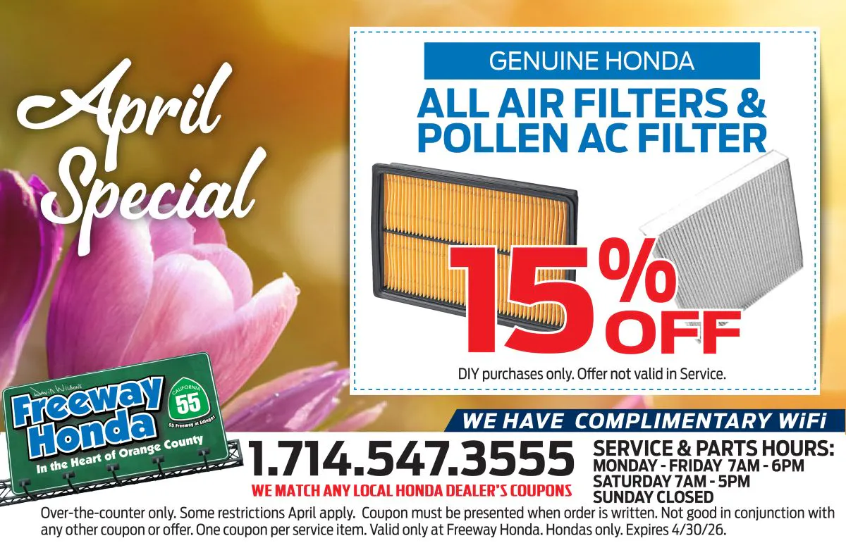 All Air Filters & Pollen AC Filter | Freeway Honda