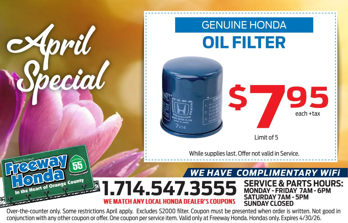 $7.95 Oil Filter Special | Freeway Honda