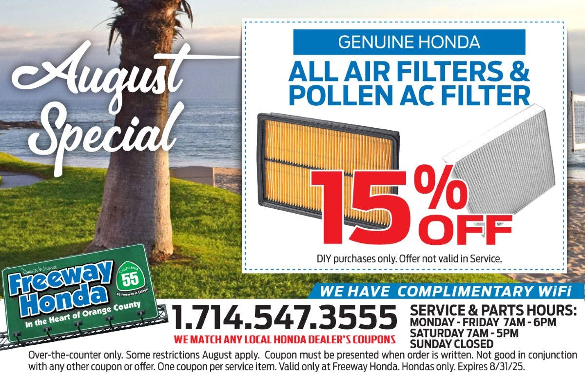 Air Filters & Pollen AC Filter | Freeway Honda