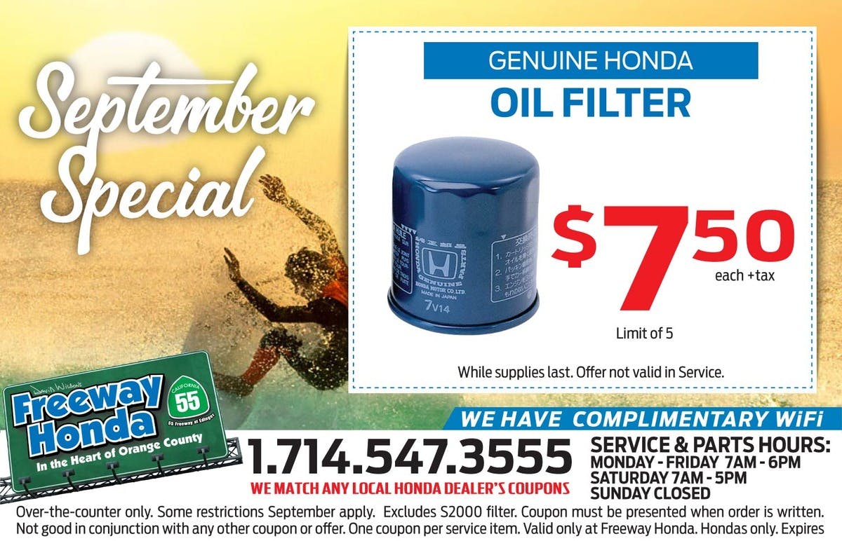 Oil Filter Special | Freeway Honda