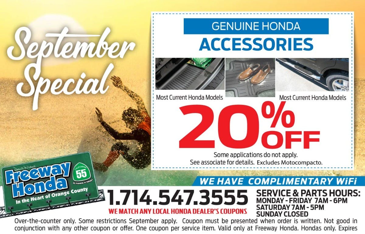 20% OFF Accessories | Freeway Honda